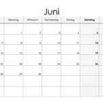 Kalender Juni 2021 kleine Ziffern im Querformat