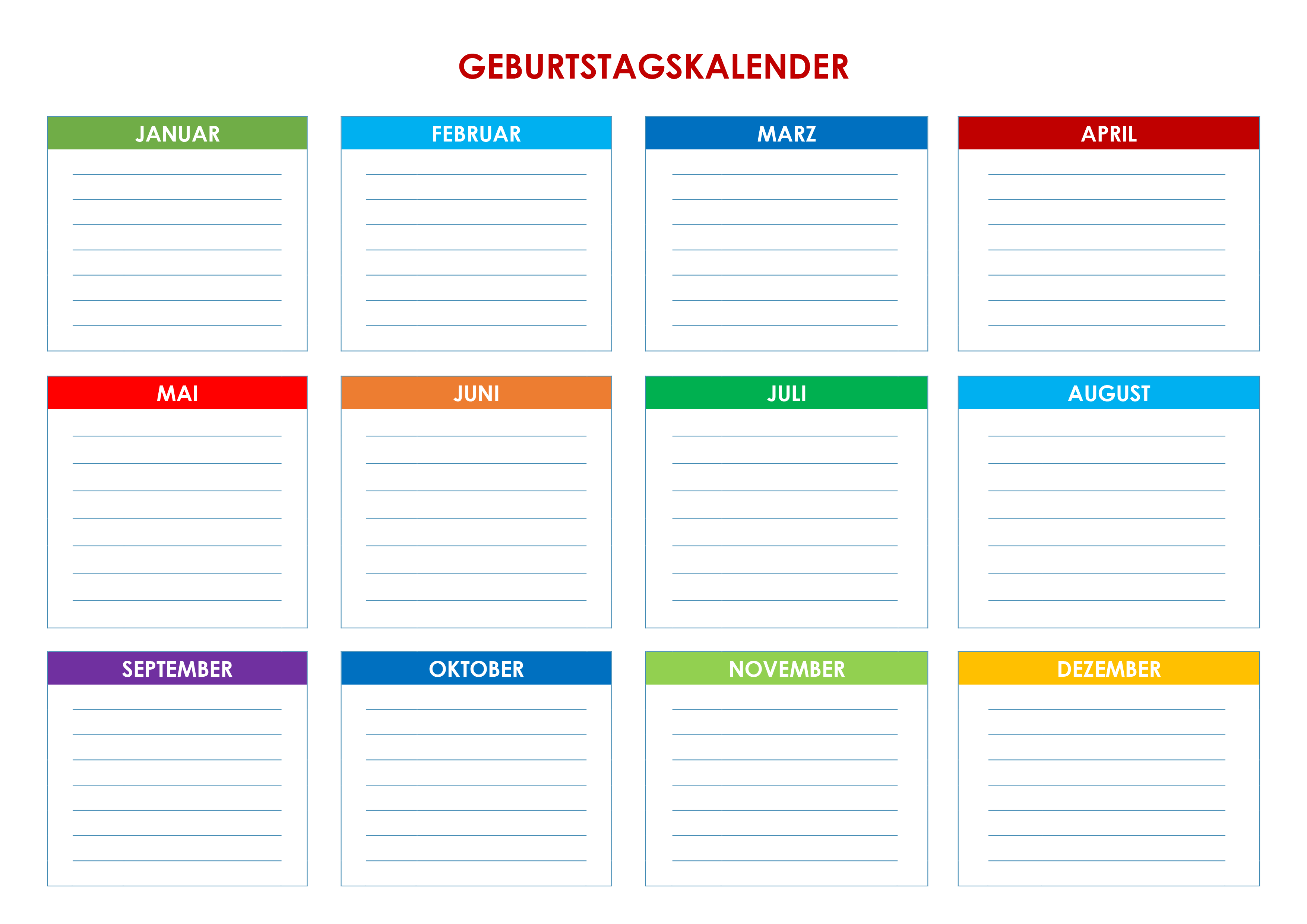 Geburtstagskalender Kalender su Geburtstagskalender Kalender su